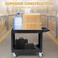 thumbnail image 3 of 2 Tier Rolling Utility Cart, Heavy Duty Service Cart with Storage Handle, 360° Wheels, 550 Lbs Capacity, Plastic ToolCart Detailing Cart for Warehouse, Garage, Workshop, 40.5x17.7 in, 3 of 9