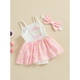 thumbnail image 6 of Aojekbee Baby Girls 2Pcs Summer Outfits Sleeveless Floral Print Skirt Romper + Headband Set Newborn Clothes, 6 of 10