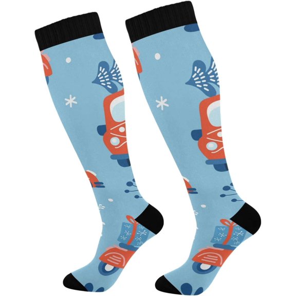 GZHJMY Christmas Compression Socks, Women Men Long Stocking (20-30mmHg), Travel Knee High Stockings for Athletic Sports,Running,Cycling,Nursing