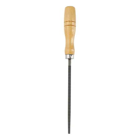 6" Round Fine Cut File Fine Metal File with Wood Handle, Grey/Yellow