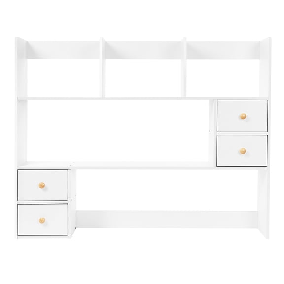 DUYIWAA Desktop Storage Rack Modern White Countertop Storage Hutch Bookshelf Organizer Rack For Home Office