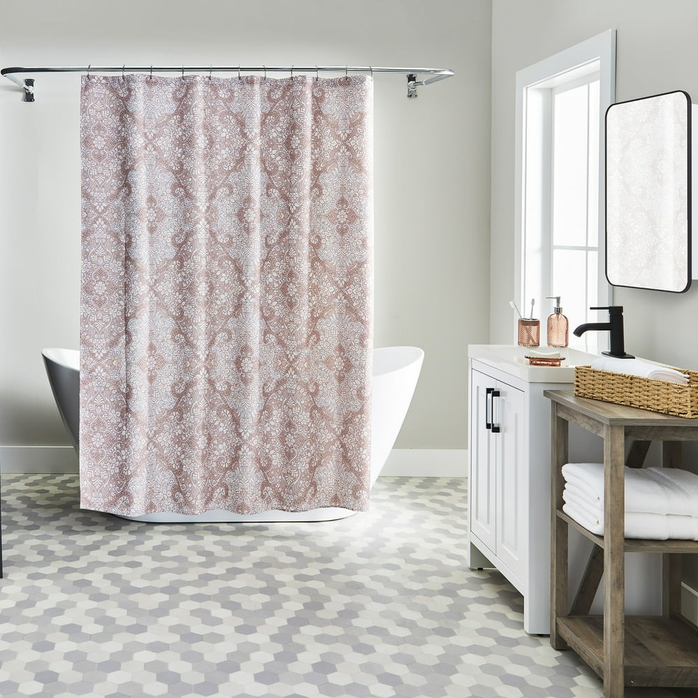 Better Homes & Gardens Blush Floral Damask Shower Curtain Bath Set and
