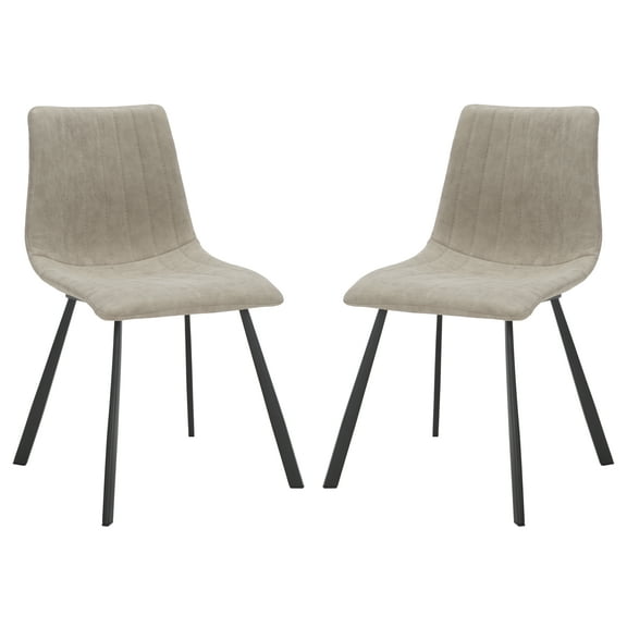 SAFAVIEH Pryer Tufted Dining Chair, Stone Grey, Set of 2 (21.8 in. W x 20.5 in. D x 34 in. H)