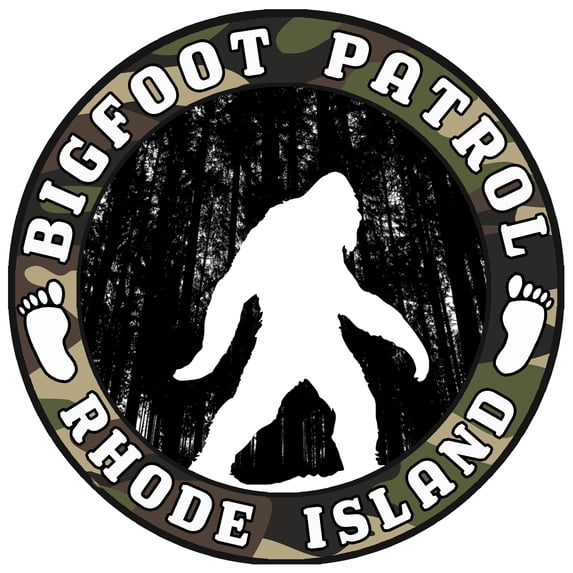 Rhode Island Bigfoot Patrol Decorative Car Truck Decal Window Sticker Vinyl Die-Cut Vacation Travel Souvenir X-File Unexplained Mysteries Space Ship UFO Flying Saucer Cryptid Sasquatch