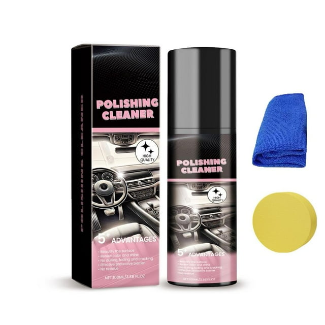 2-Pack Automotive Interior Polish Kit, Glazing & Decontamination Formula, Protective Layer for Dashboards, Leather, and Plastic, Streak-Free Shine
