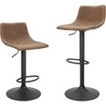 thumbnail image 1 of Juego de 2 taburetes de bar, sillas giratorias de altura ajustable con reposapiés y parte trasera en forma de L, taburetes de mostrador de piel clásico para isla de cocina, bar del hogar, 1 of 4