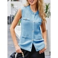 thumbnail image 3 of Women's Sleeveless Sweater Vest with Button Up Cable Knit Crew Neck Trendy Casual Loose Summer Cardigan, 3 of 5