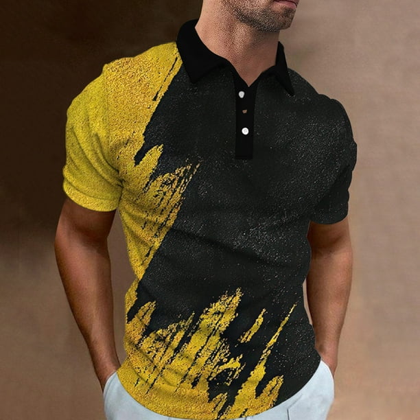 Men s Golf Shirt Casual Sports V Neck Ribbed Collar Short Sleeve Fashion Casual Solid Color Plain Spring Summer Regular Fit 3XL Bodega Aurrera en linea