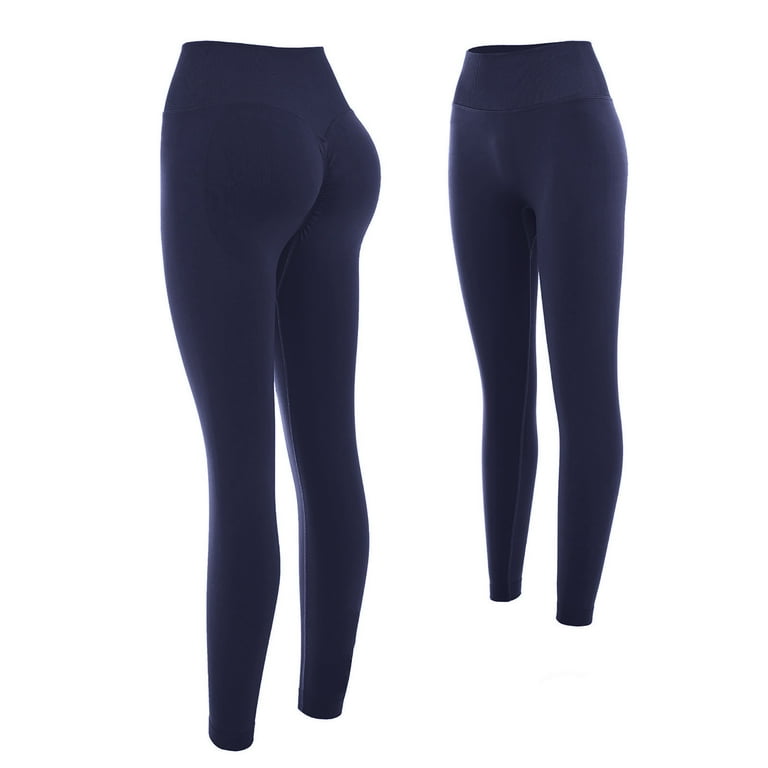 UHUYA Women Yoga Pants Athletic Pants Casual Solid Pants Mid Waist Loose Long  Pants Yoga Pants Navy M 