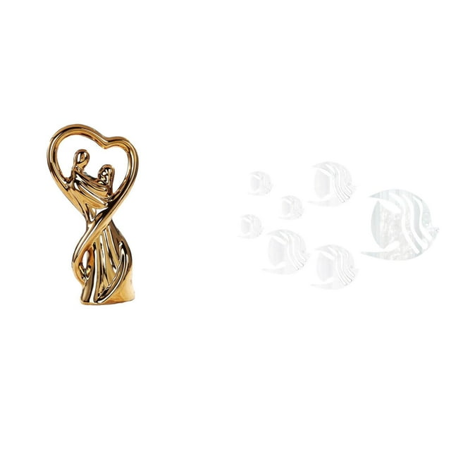 Figura De Pareja De Enamorados, Escultura De Aniversario, Adorno Familiar, Espejo Acrílico, Pegatinas De Pared, Calcomanías De Peces, Decoración Artística Extraíble Para Sofá Y TV.