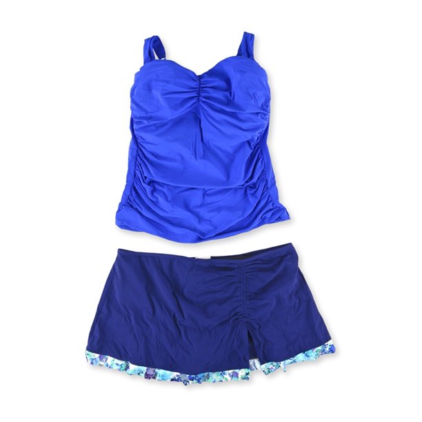 Profile Womens Ruched U Wire Skirtini Tankini de 2 piezas, azul, 18W Profile Tankini