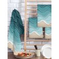 thumbnail image 2 of Turquoise Waves Kitchen Dish Towels for Drying Dishes Set of 2, Simple Ombre Abstract Sea Waves Art Waffle Weave Microfiber Hand Tea Bathroom Towels Quick Dry & Absorbent Towel 15.7x23.6, 2 of 7