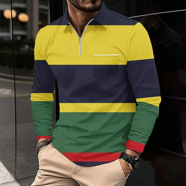 AherBiu Chemise pour Hommes à Manches Longues à Col à Revers Rayée Coupe Régulière Décontractée Affaires Travail Bureau Chemise