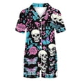 thumbnail image 4 of 2 Pieces Halloween Pajamas Set for Women Cozy Lounge Outfit Pumpkin Ghost Sleepwear Top and Shorts Festival Everyday Wear, 4 of 7