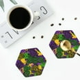 thumbnail image 5 of Kll Hexagon Drink Coasters Set Of 4,Pu Leather Absorbent Coasters Set Decorative Coffee Cup Coasters Housewarming Gift For Home Decor-Mardi Gras7, 5 of 9