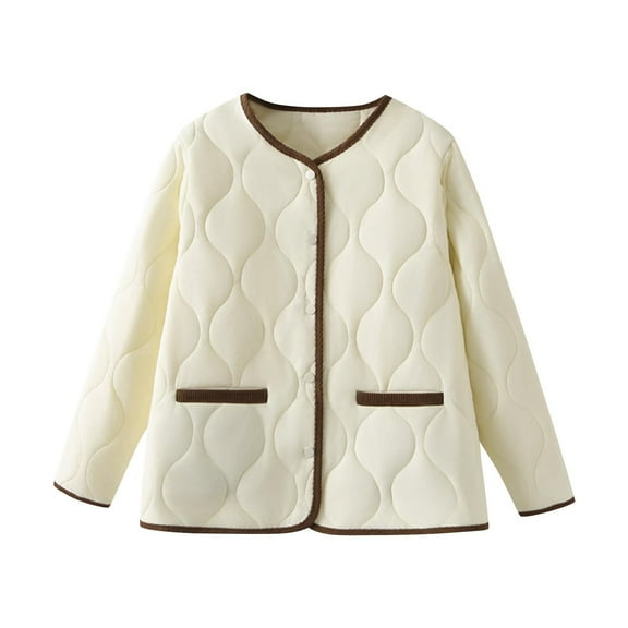 Olyvenn Womens Quilted Jackets for Fall Lightweight Puffer Jacket Button Down Winter Jacket Warm Down Jacket Fashion Outfits Beige XXXXL