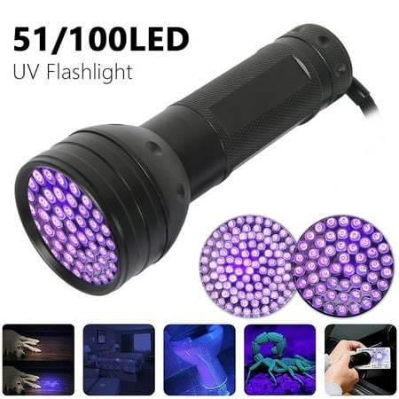 51/100 LED 395nm UV Flashlight Black Light Ultraviolet Blacklight Detector Aluminum Torch Light UV Lamp for Dog Urine Pet Stains...