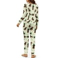 thumbnail image 3 of DISNIMO Women Pajama Set Dachshund Paw Leaf Printed Long Sleeve Sleepwear with Hair Band Crew Neck Lounge Set with Long Pajama Pants Loose Fit Nightwear with Pockets, 2XL, 3 of 7