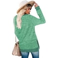 thumbnail image 6 of SWQZVT Long Sleeve Shirts for Women Fall Tops Fashion T Shrts Crew NeckColor Block Casual Tunic Tops Side Split Lightweight Pullover Sweatshirts Green Size L, 6 of 8