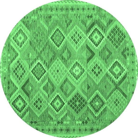 Ahgly Company Indoor Round Abstract Emerald Green Contemporary Area Rugs, 6' Round