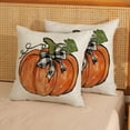 thumbnail image 3 of Fall Pillow Covers 20x20 Set of 2 Orange Pumpkin Leaves Fall Decor Pillowcase Autumn Harvest Thanksgiving Decorative Outdoor Throw Pillow Covers Linen Farmhouse Cushion Case for Couch Home, 3 of 6