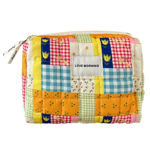 Bolsa de cosméticos Moda Casual Acolchado Lavado para Viajes (Love Stitching Floral)