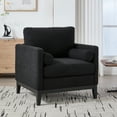 thumbnail image 2 of Nmkwnr Boucle Accent Chair with Black Wood Legs, 35.4" Wide Reading Chair with 2 Bolster Pillows, Armchair for Living Room, Offices, Lounge, Black, 2 of 9
