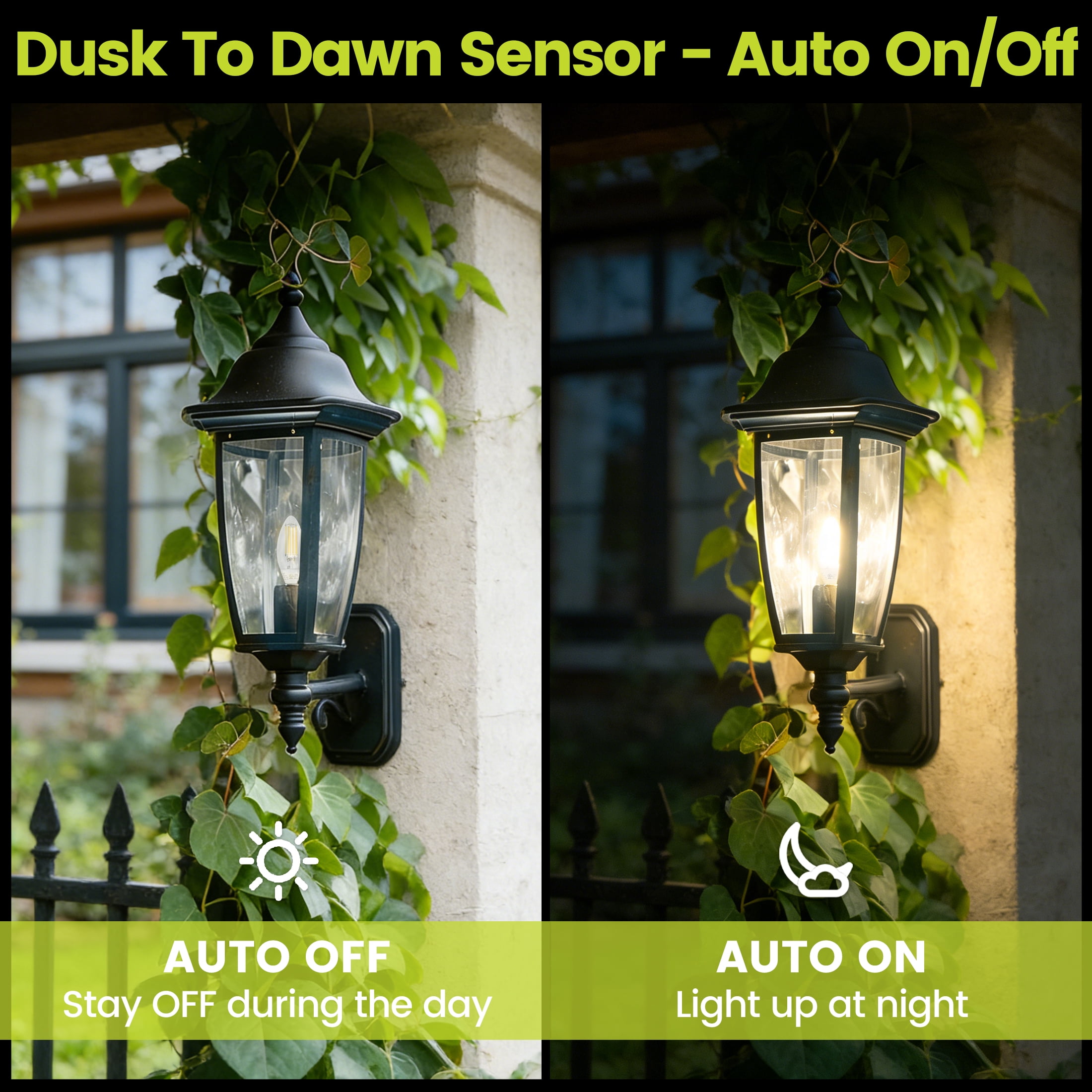 Green Watt Dusk-to-dawn 60 -Watt EQ B11 Soft white Candelabra screw base E12 Dimmable LED Decorative Light Bulb (6-Pack)