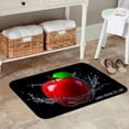 thumbnail image 2 of FJPT Non Slip Flannel Polyester Floor Mat Red Apple Water Splash Design For Bathroom Kitchen Bedroom Decor 31.5x19.7 inch, 2 of 5