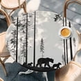 thumbnail image 3 of Abstract Round Fitted Table Cover Animal Bear Family Forest Trees Silhouette Waterproof Table Cloth with Elastic Edge Wipeable Tablecloth for Picnic Camping Party Fits 45"-54" Diameter, 3 of 8