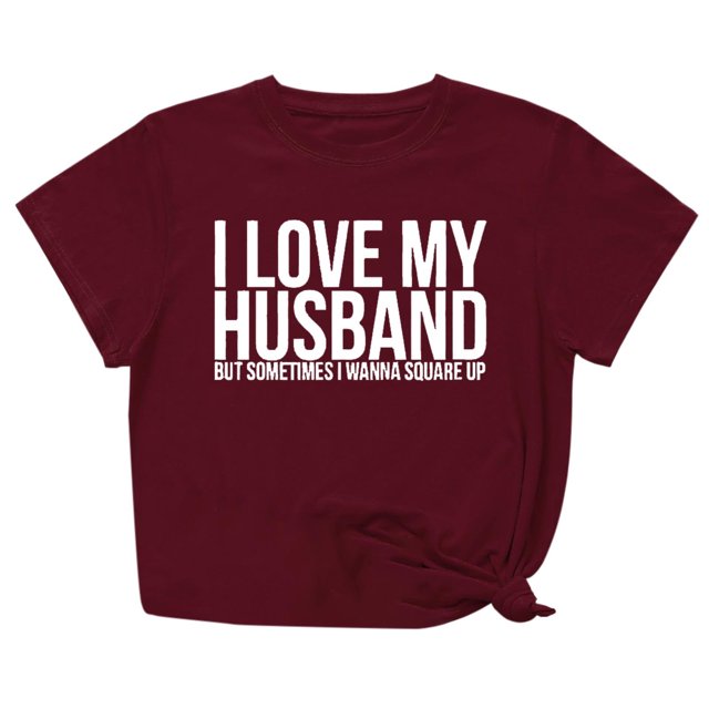 Penkiiy T-Shirt Femme J'aime Mon Mari Mignon Relation Mariée Tee TP Vin