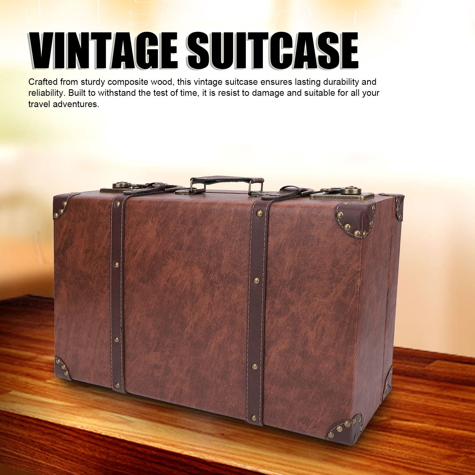 Vintage Suitcase, Leather Handle Old Suitcase Exquisite