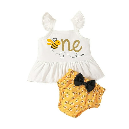 

HIBRO Yellow Bee Baby Girl Clothes Set Long Sleeve Soild Top Girls Bodysuit Plaid Shorts Hairband Set Summer Suit 6t Boys Jogging Suit Toddler Clothes