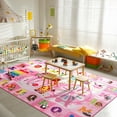 thumbnail image 6 of Lochas Kids Playmats Educational Fun Area Rugs Play Mat Soft Animal Learning Rugs Carpet for Children Room Bedroom Playroom,Pink,5x7 Feet, 6 of 7