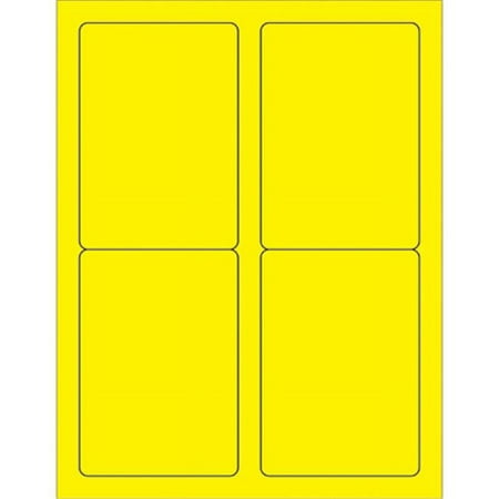 UPC: 0841436001168 | Box Partners LL176YE 3.5 x 5 in. Fluorescent Yellow Rectangle Laser Labels – Pack of 400
