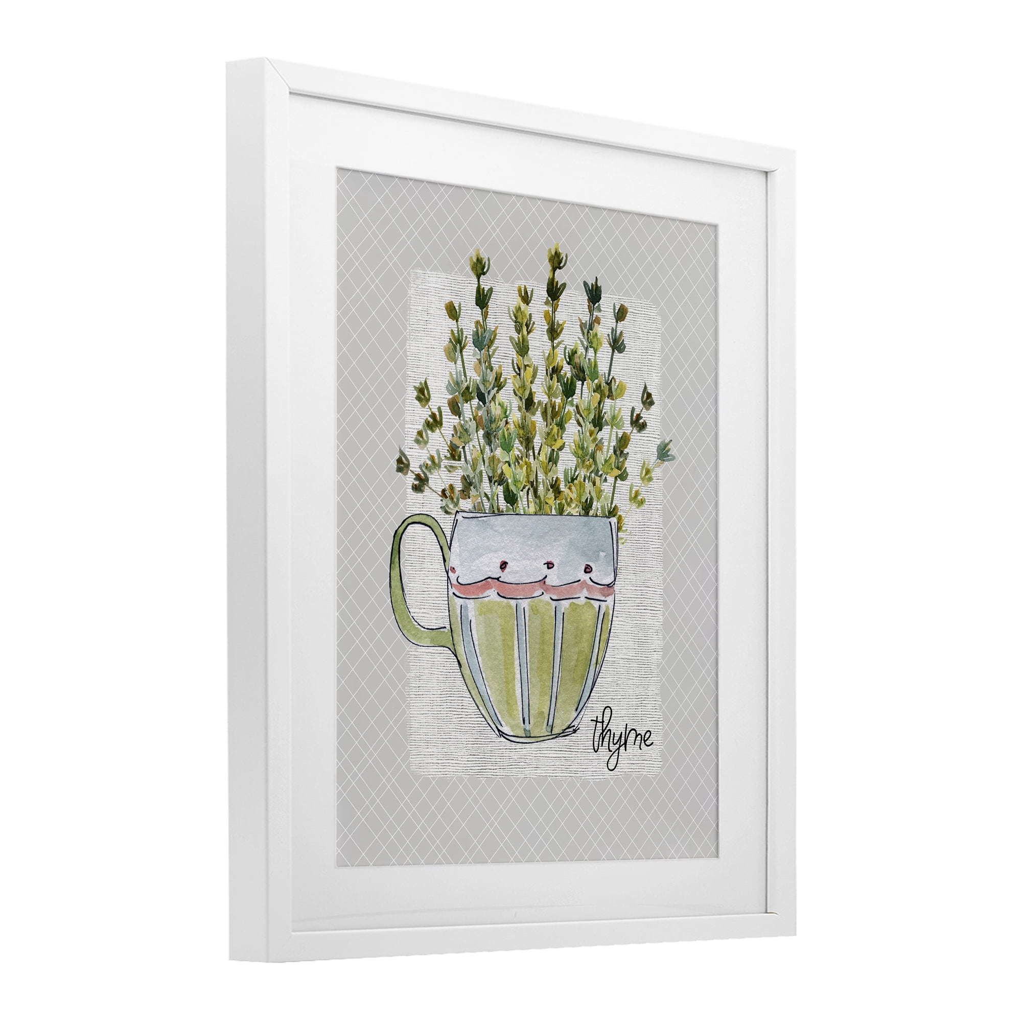 Stupell Industries Thyme Herb Mug White Framed Print Under Glass, design by Livi Finn
