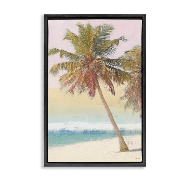 Stupell Industries Coastal Pastel Gradient Beach Scene Black Floating Frame Canvas Art, 17 x 25, by Amber Sterling