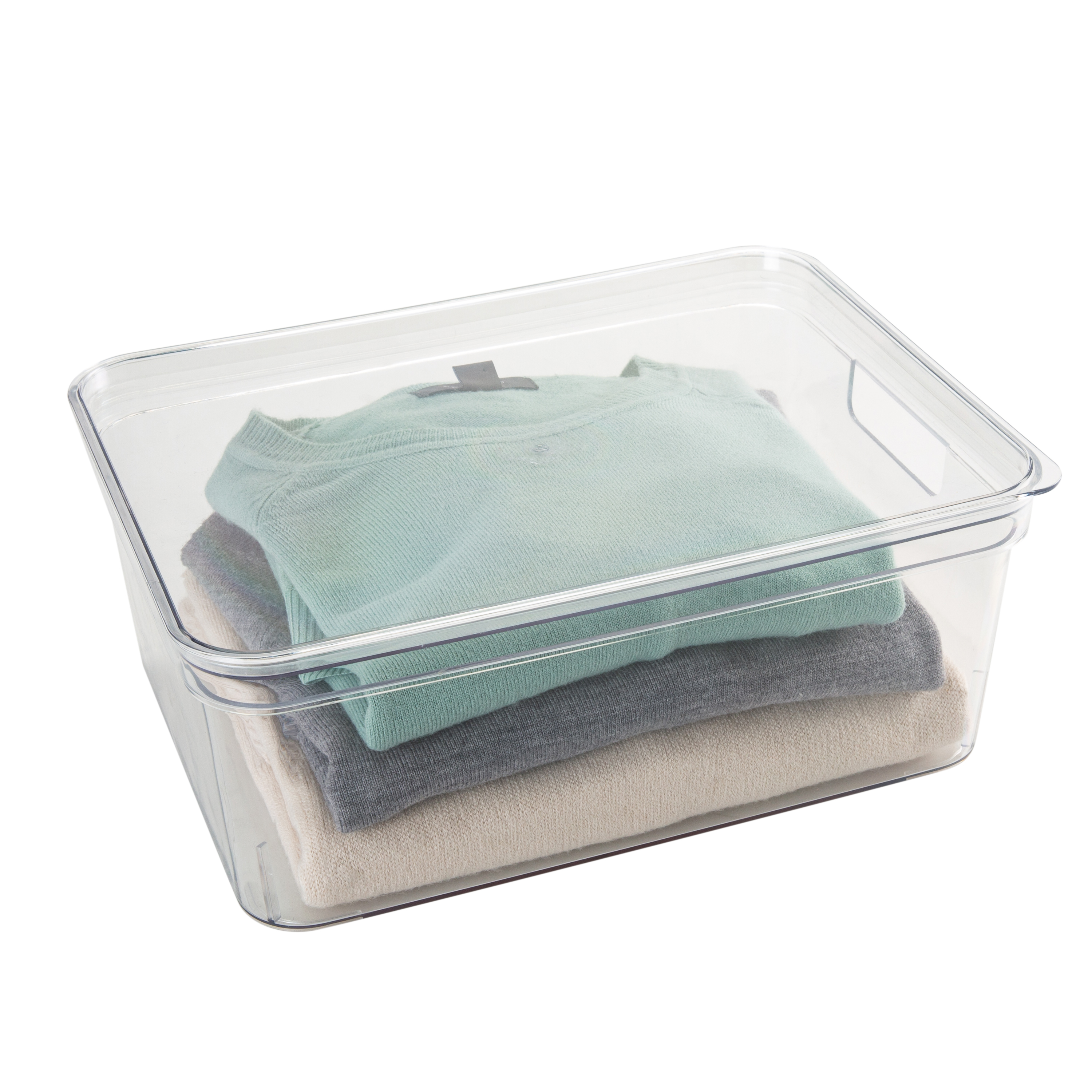 Simplify 2 Pack Medium Lidded Plastic Storage Bin, Clear