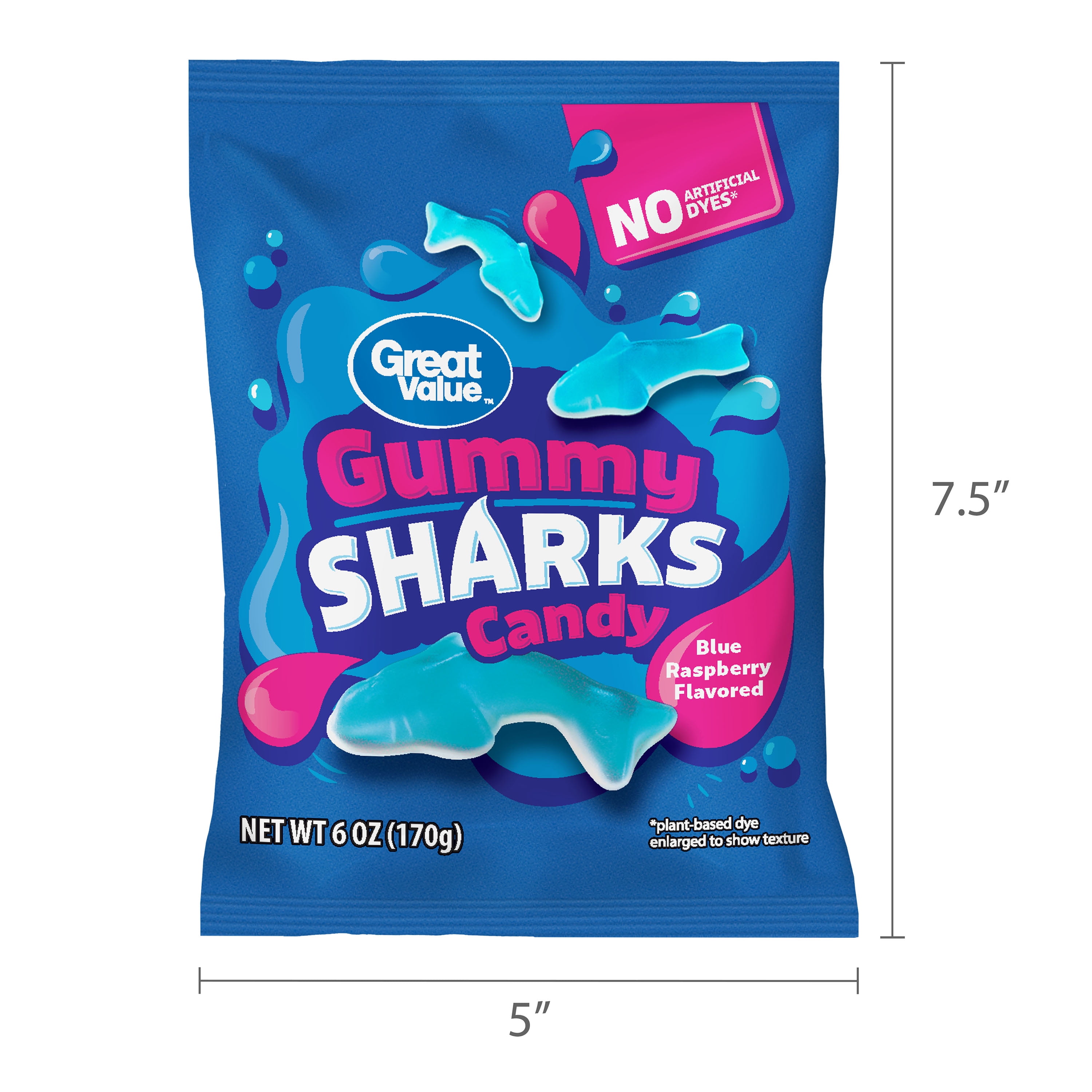 Great Value Gummy Sharks Candy, 6 oz