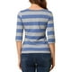 thumbnail image 3 of Camisetas de rayas para mujer Inspire Chic, corte ajustado, mangas de codo, cuello barco, T-shirt M gris azul, 3 of 6