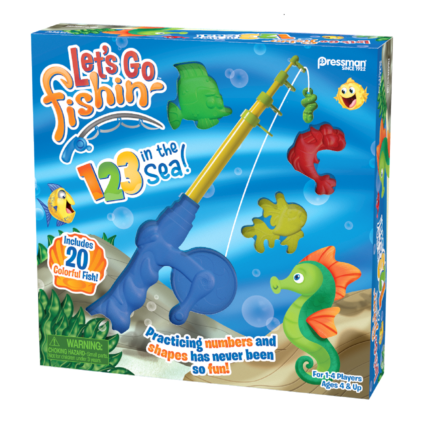 Pressman Let's Go Fishin' 123 in the Sea! Kid's Game - Practice Numbers,  Shapes, Colors 