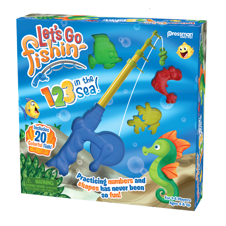 Pressman Lets Go Fishin 123 in The Sea! Kid's Game - Practice Numbers, Shapes, Colors