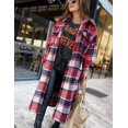 thumbnail image 2 of GHSDFBB Women's Lounge Lapel Button Up Long Sleeve Plaid Long Shirt Jacket Shacket, 2 of 2
