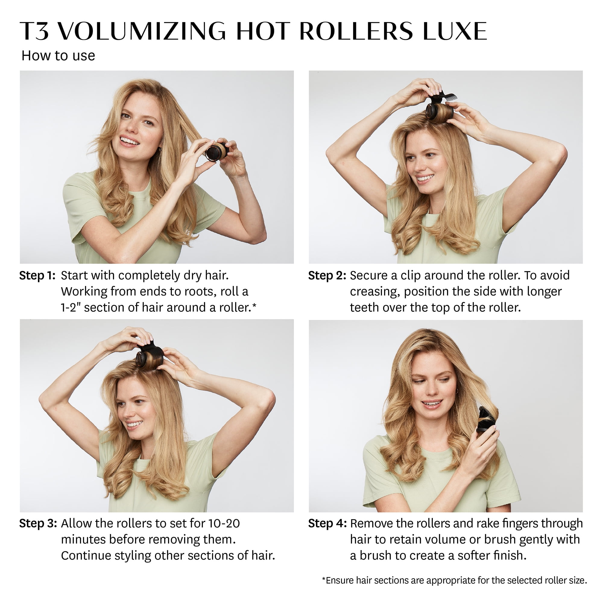 T3 Volumizing Hot Rollers Luxe 1.5" 1.75" Set