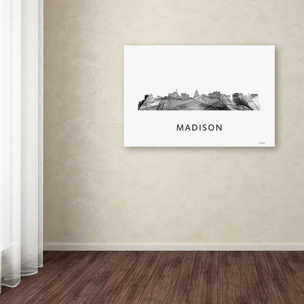 Trademark Fine Art 'Madison Wisconsin Skyline WB-BW' Canvas Art by Marlene Watson