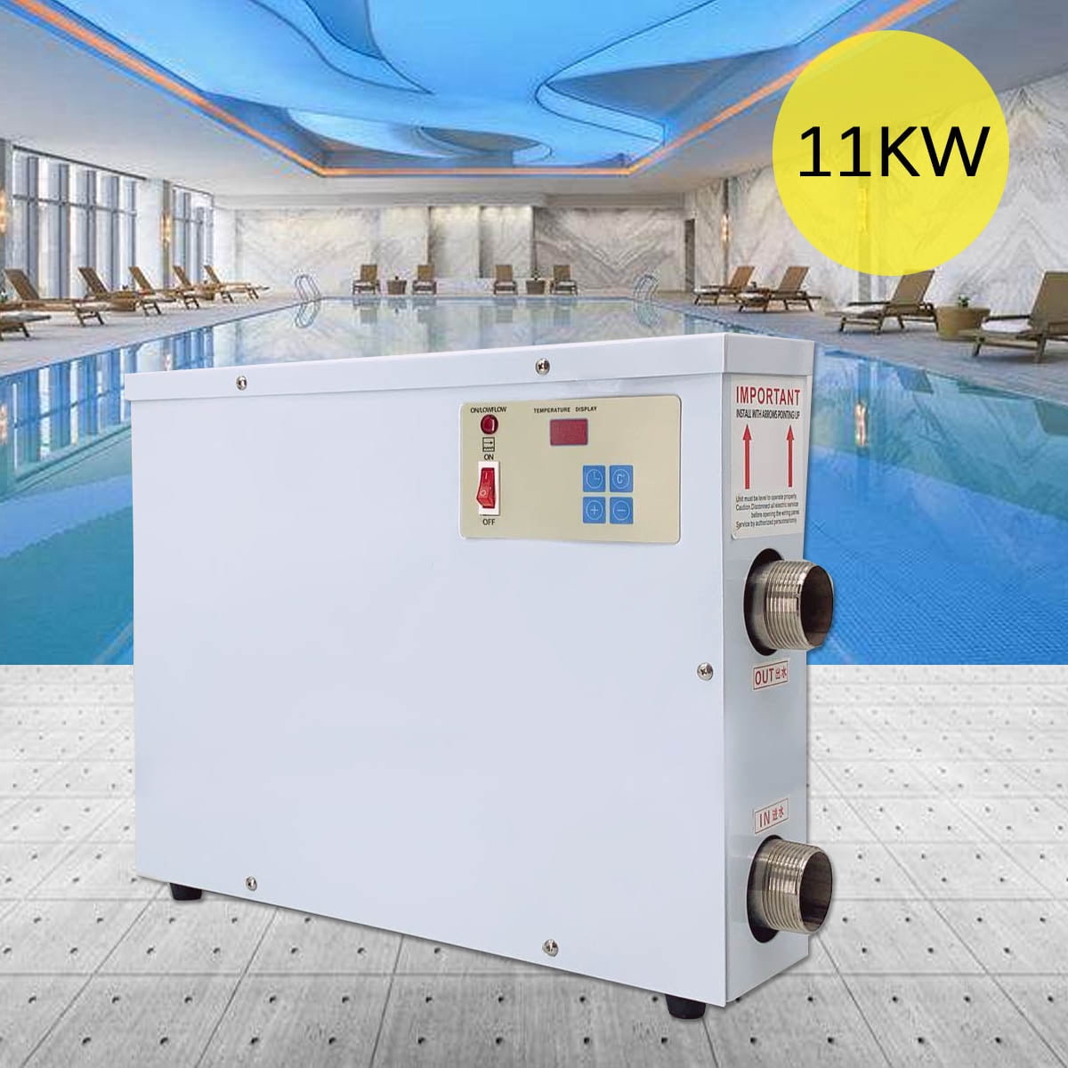 TABODD Electric Water Heater Pool Heater 11KW 220V Swimming Pool SPA Hot Tub Thermostat