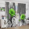 thumbnail image 4 of Green Rose Curtains, Fluorescent Green Raindrops Glass Butterfly Art Rose Flower Plant Blackout Windows Treatments, Thermal Insulated Drapes For Girls Women Bedroom Living Room Bathroom 84x84in, 4 of 6