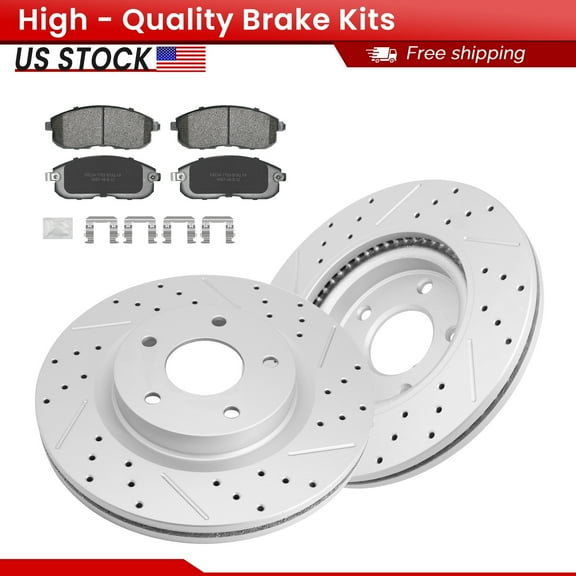 ACB ZONE Front Brake Kits for 2007-2012 Nissan Altima, Drilled Slotted Disc Brake Rotors and Ceramic Brake Pads