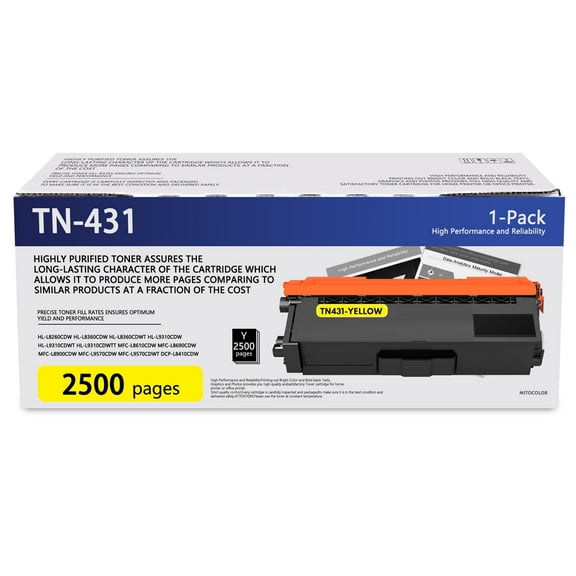 TN431 Toner Cartridges Replacement for Brother TN-431 Toner Cartridges for HL-L8260CDW L8360CDW MFC-L8900CDW L9570CDW Printer (Yellow, 1-Pack)