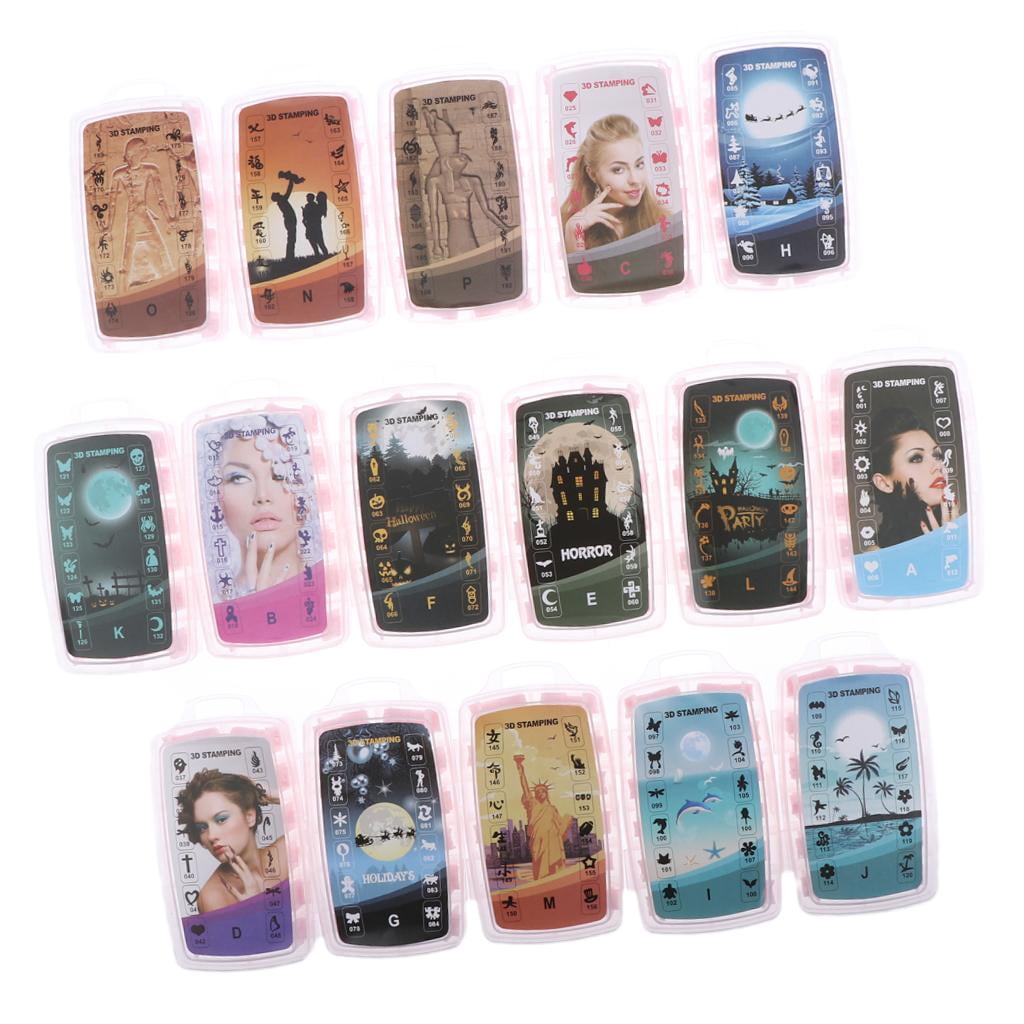 EHJRE 20 Pcs Nail Art Tips Sticker Flower&Starry Decal Set+192 Style Nails Stamper